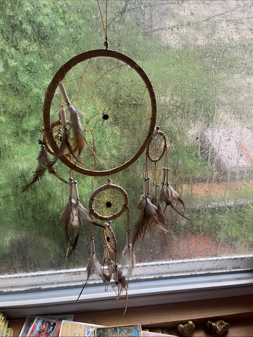 Handcrafted Tan Feather Dreamcatcher Wall Hanging
